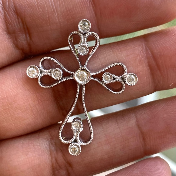 Jewelry - 10kt White Gold Diamond Cross